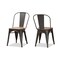 Wholesale Interiors Baxton Studio Henri Vintage Rustic Industrial Style Tolix-Inspired Bamboo and Gun Metal-Finished Steel Stackable Dining Chair Set of 2